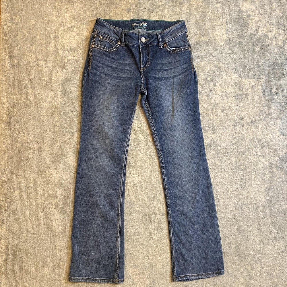 Wrangler Bootcut Jeans Juniors 5/6x32 Medium Wash Blue Low Rise Stretch Denim